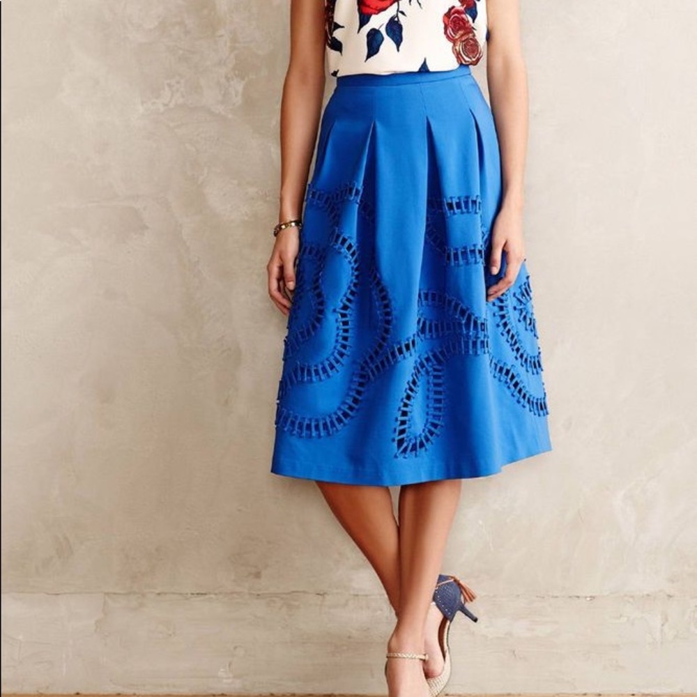Anthropologie high waisted blue skirt